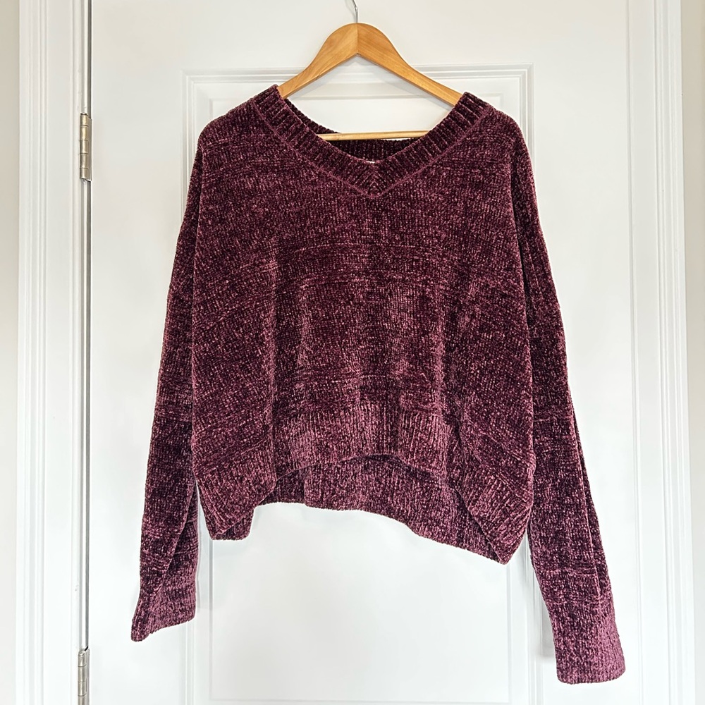 Sonoma Super Soft Burgundy Chenille V-Neck Sweater | Juniors XXL Fits Women’s XL